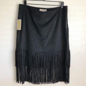NWT Michael Kors // suede fringe skirt 💀